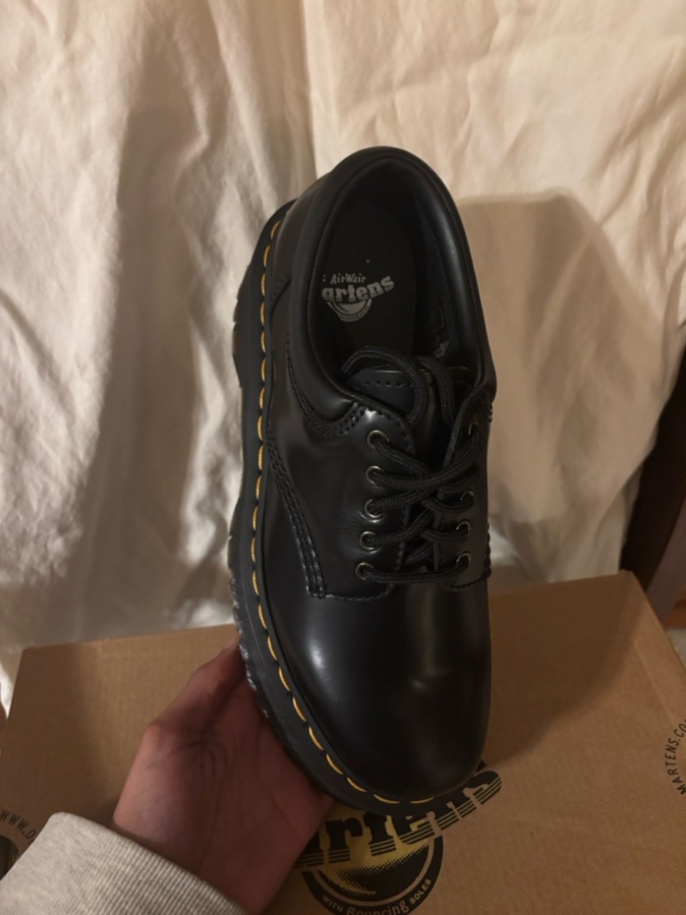 Dr Martens 8053 Quad Platform Shoes Black Leather Size 8 Chunky Oxford